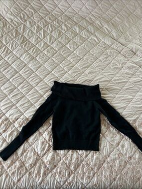 Harper Black Off-Shoulder Fold-Over Knit Top